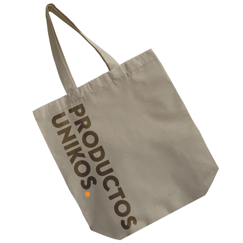 Bolsa de tela con la leyenda Productos Unikos